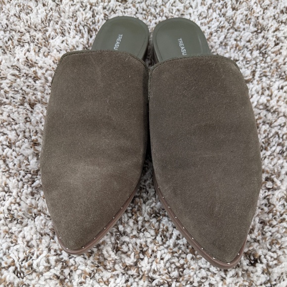 Olive Suede Mules - Picture 5 of 6